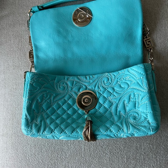 Versace Blue Vanitas Barocco Nappa Leather Handbag - Picture 4 of 5